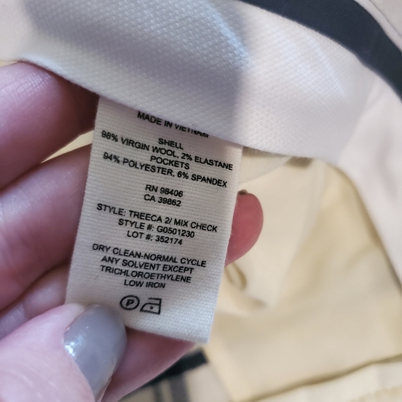 Theory Trecca White Navy Blue Grid Dress Pants Mix Check Ankle Preppy Office New - Picture 8 of 13